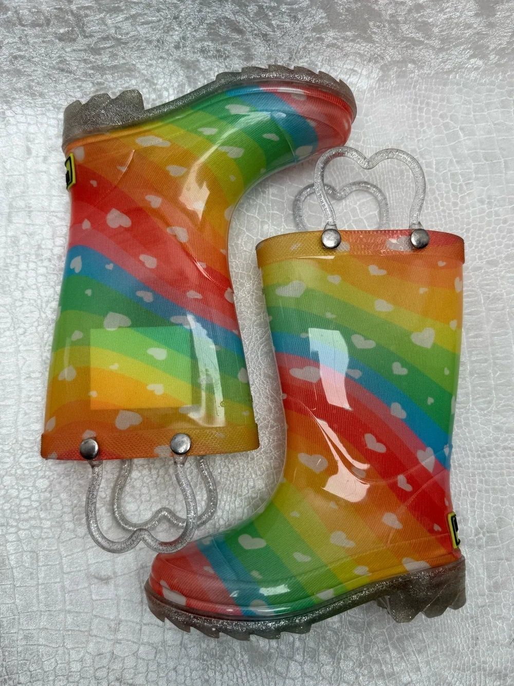 Western Chief Heart Waves Multi Color Lighted Rain Boots, infant sz 6